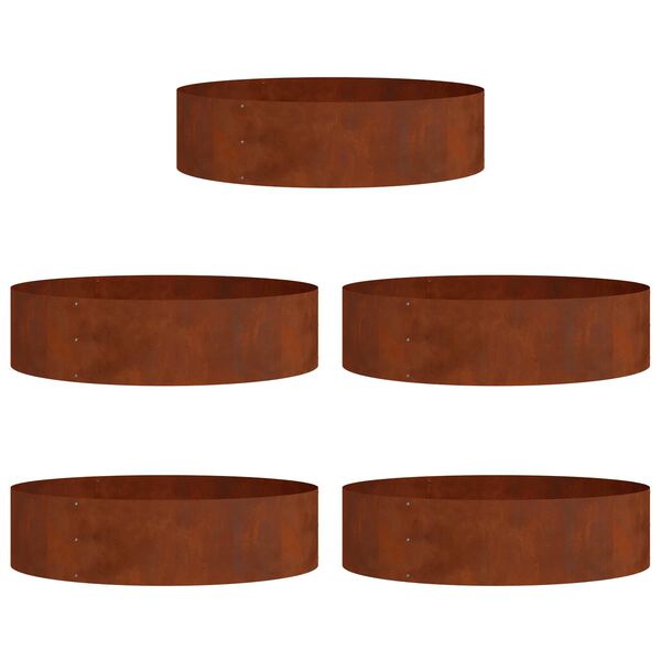 vidaXL Planter Ring 5 pcs Brown 80 x 80 x 20 cm Weathering Steel