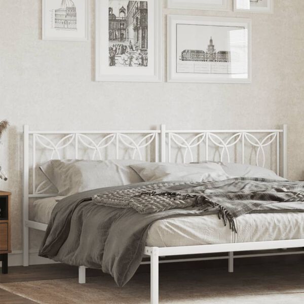 vidaXL Metal Headboard White 193 cm