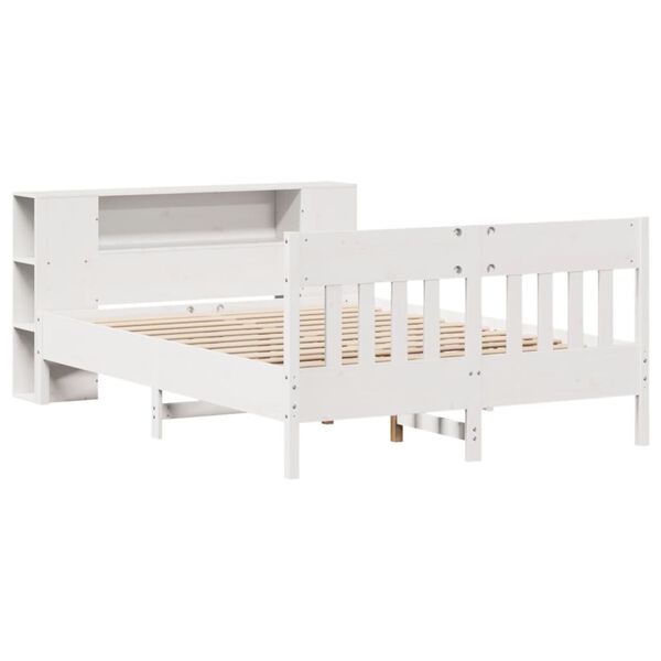 vidaXL Bookcase Bed without Mattress White 135x190 cm Double Solid Wood Pine