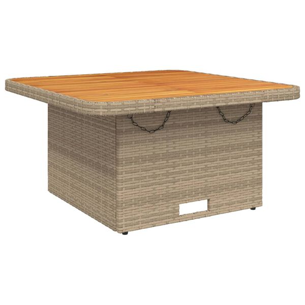 vidaXL Garden Table Beige 80x80x71 cm Poly Rattan and Acacia Wood