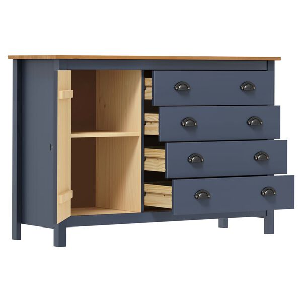 vidaXL Sideboard Hill Grey 120x40x80 cm Solid Pine Wood