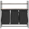 vidaXL Laundry Basket 3 Compartments with Shelves Smoked Oak