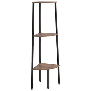 vidaXL Corner Shelf | Dark brown and black | Engineered wood, steel | Compact