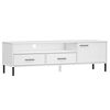 vidaXL TV Cabinet with Metal Legs White Solid Wood Pine OSLO