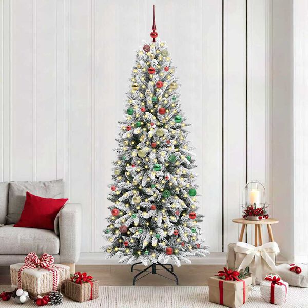 vidaXL Artificial Christmas Tree with 300 LEDs with Stand White 210 cm