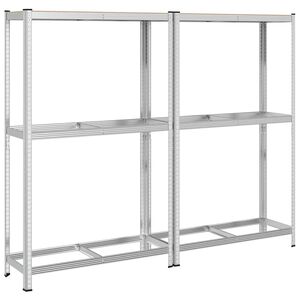 vidaXL 2-Layer Tyre Shelves 2 pcs Silver 110x40x180 cm Steel&Engineered Wood