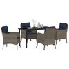 vidaXL Garden Dining Set with Cushion 5 pcs Grey Poly Rattan