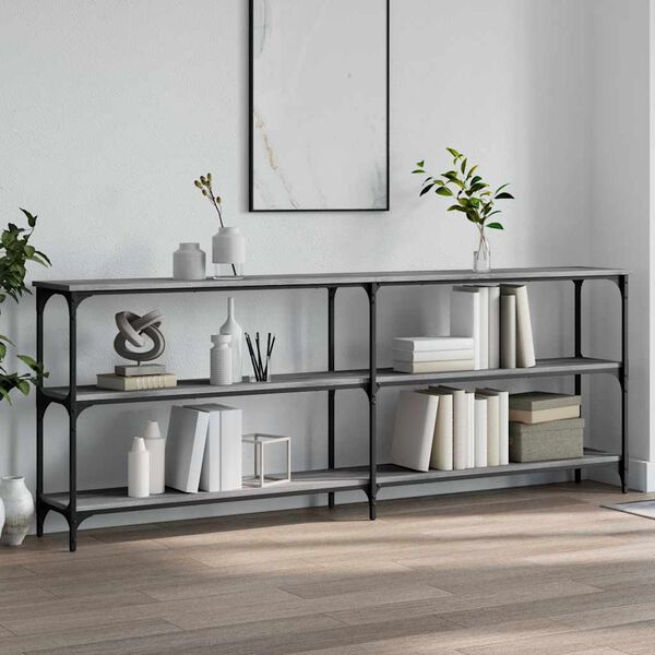 vidaXL Console Table Grey Sonoma 200x29x75 cm Engineered Wood