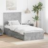 vidaXL Bed Frame with Drawer Concrete Grey 90 x 200 cm Engineered Wood