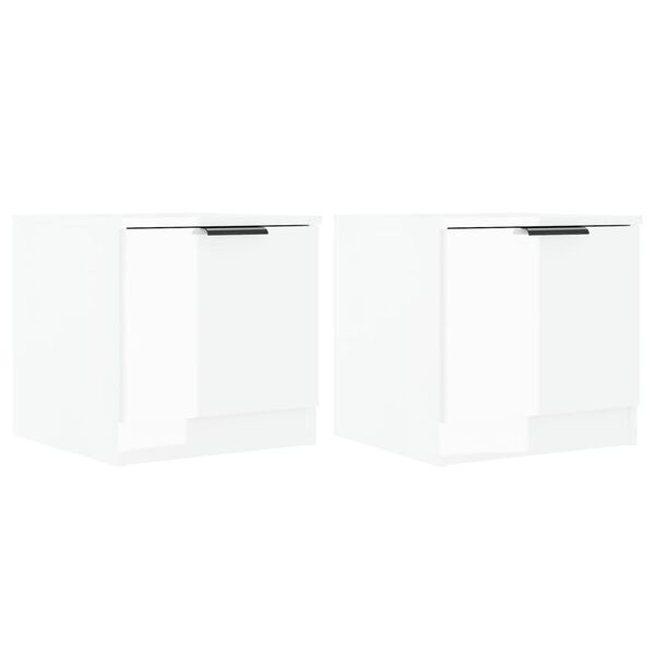 vidaXL Bedside Cabinets 2 pcs High Gloss White 40x39x40 cm