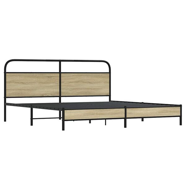 vidaXL Metal Bed Frame without Mattress Sonoma Oak 193x203 cm