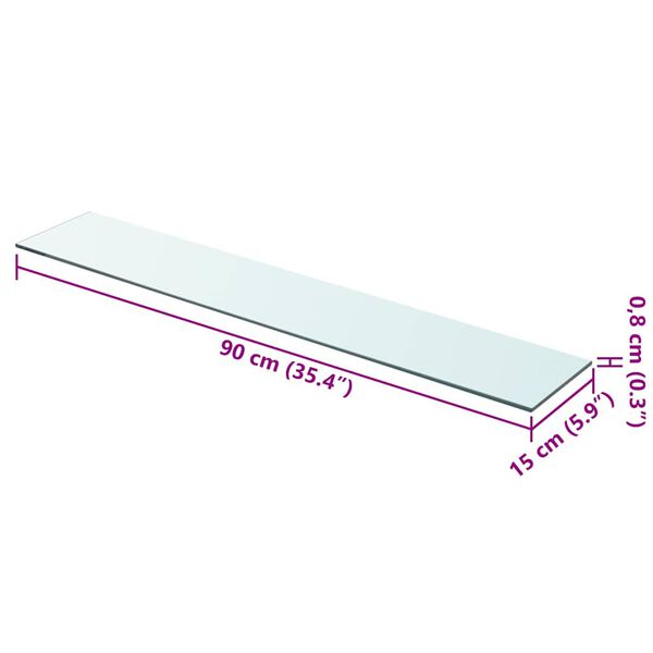 vidaXL Shelf Panel Glass Clear 90x15 cm