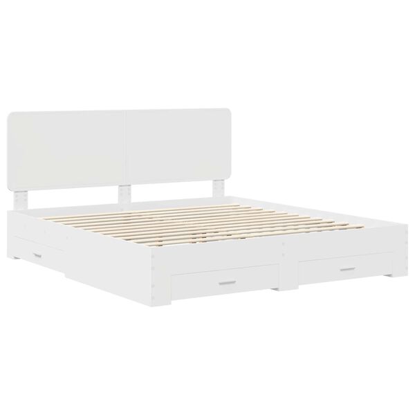 vidaXL Bed Frame with Headboard White 200 x 200 cm Engineered Wood