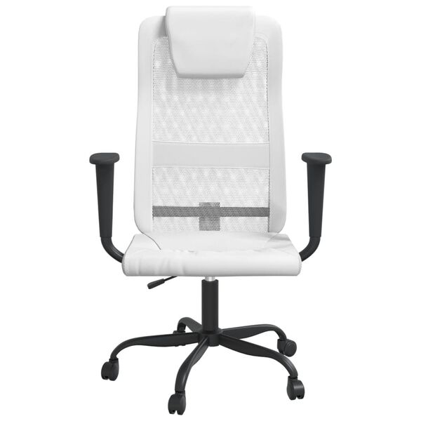 vidaXL Office Chair White Mesh Fabric and Faux Leather