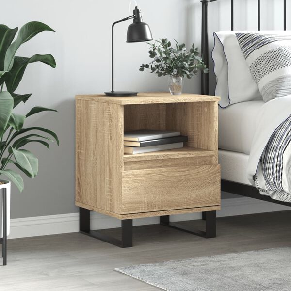 vidaXL Bedside Cabinet Sonoma Oak 40x35x50 cm Engineered Wood