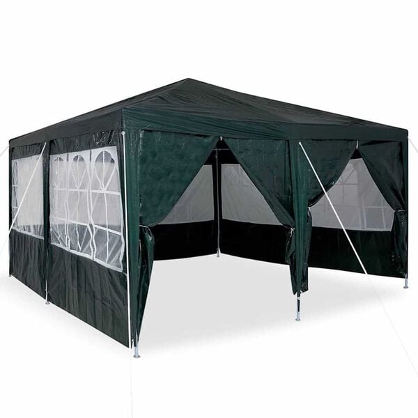 vidaXL Party Tent Green and White 400 x 400 x 266 cm