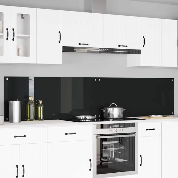 vidaXL Kitchen Backsplash 2 pcs Black 120 x 50 cm Tempered Glass