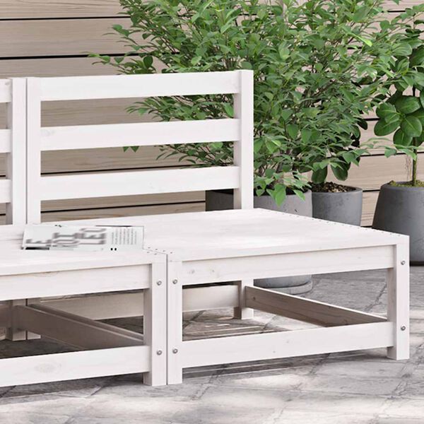 vidaXL Garden Middle Sofa White Solid Wood Pine