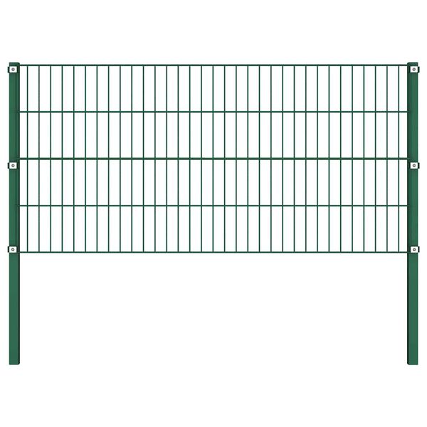 vidaXL Fence Panel with Posts Iron 1385x80 cm Green