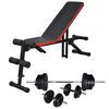 vidaXL Adjustable Sit-up Bench with Barbell and Dumbbell Set 60.5 kg
