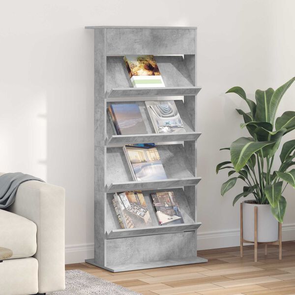 vidaXL Magazine Rack Concrete Grey 70 x 41 x 156 cm Engineered Wood