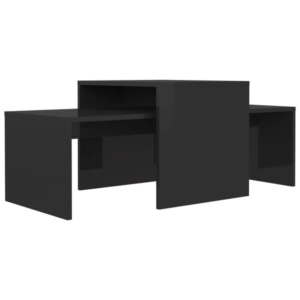 vidaXL Coffee Table Set High Gloss Black 100x48x40 cm Engineered Wood
