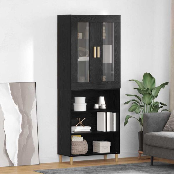 vidaXL Highboard Black Oak 69.5 x 34 x 180 cm
