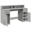 vidaXL Desk with LED Lights Concrete Grey 140x55x91 cm Engineered Wood