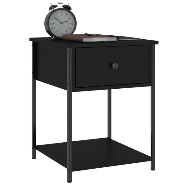 vidaXL Bedside Tables 2 pcs Black 44x45x58 cm Engineered Wood