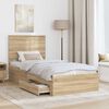 vidaXL Bed Frame Sonoma Oak and Silver 75 x 190 cm Engineered Wood
