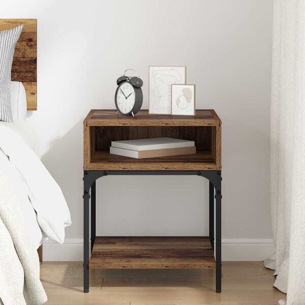 vidaXL Bedside Table Old Wood 40 x 40 x 50 cm Engineered Wood