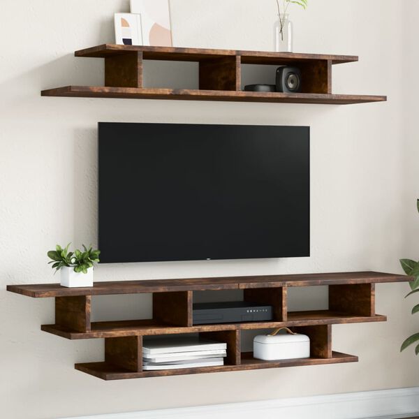 vidaXL TV Wall Units Smoked Oak Engineered Wood
