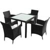 vidaXL 5 Piece Outdoor Dining Set with Cushions Poly Rattan Black