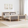 vidaXL Bed Frame with Headboard Taupe 180 x 200 cm Solid Pine Wood
