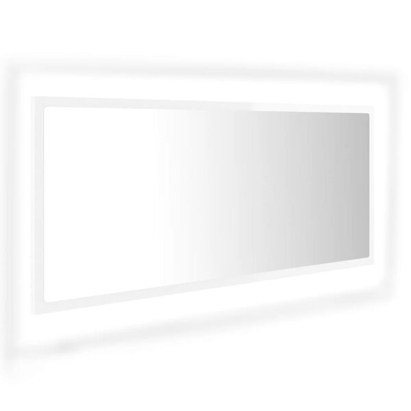 vidaXL LED Bathroom Mirror High Gloss White 100x8.5x37 cm Acrylic