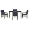 vidaXL Garden Dining Set with Cushion 5 pcs Grey and Black Rattan