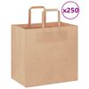 vidaXL Paper Bags 250 pcs with Handles Brown 26x17x25 cm