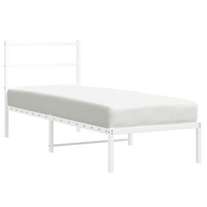 vidaXL Metal Bed Frame without Mattress with Headboard White 75x190cm