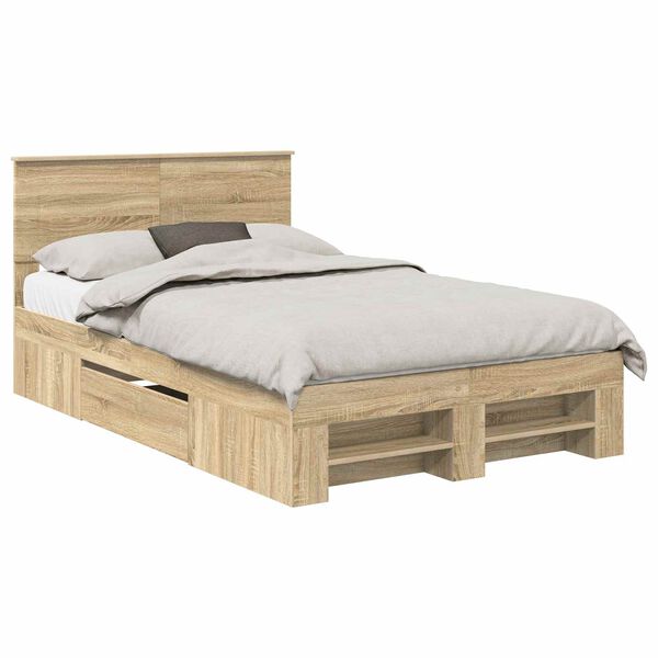 vidaXL Bed Frame Sonoma Oak 137 x 203 cm Engineered Wood