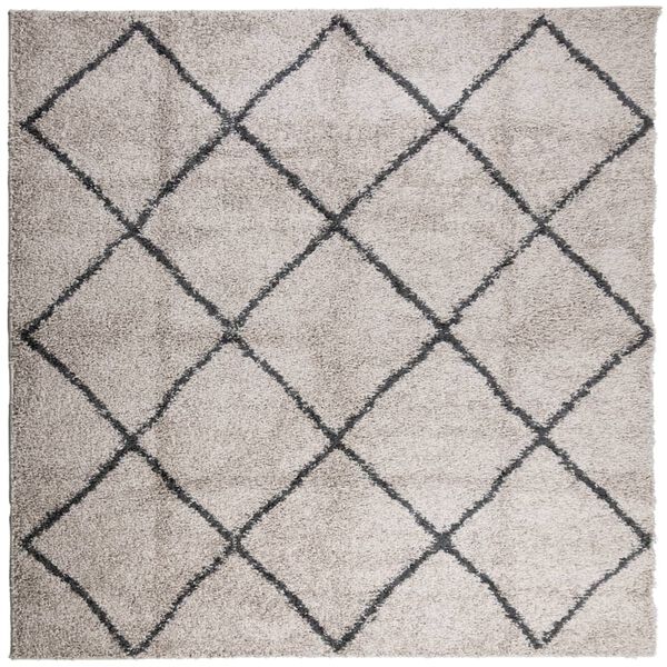 vidaXL Shaggy Rug PAMPLONA High Pile Modern Beige and Anthracite 240x240 cm