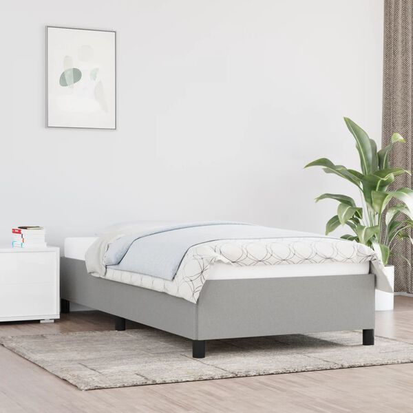 vidaXL Bed Frame without Mattress Light Grey 90x190 cm Single Single Fabric