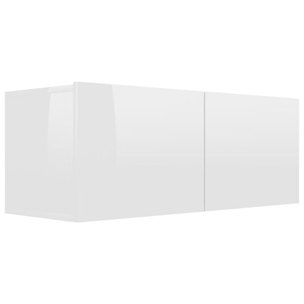 vidaXL 2 Piece TV Cabinet Set High Gloss White Engineered Wood
