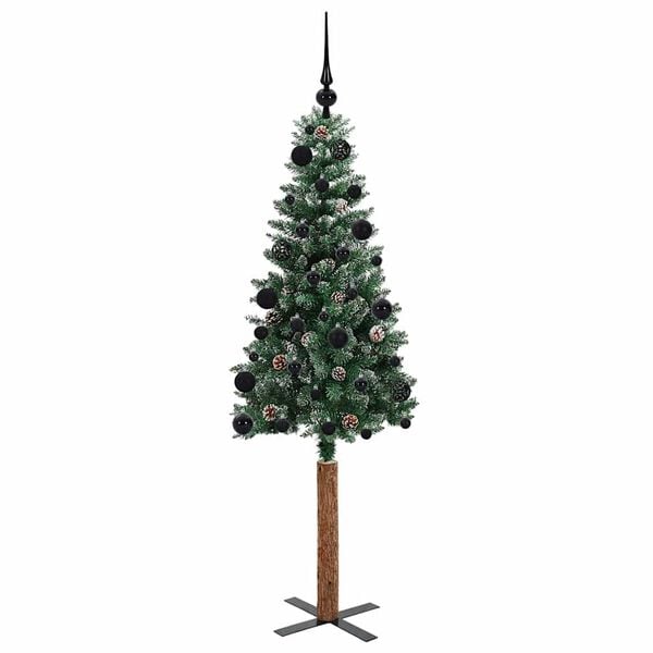 vidaXL Slim Christmas Tree Green 150 cm PVC and Solid Pine wood