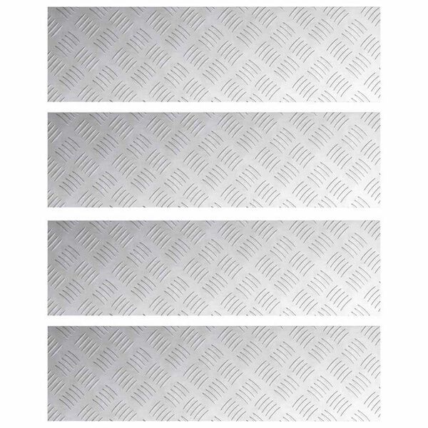 vidaXL Stair Tread Rectangular 4 pcs Silver 70 x 20 cm Aluminium