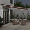 vidaXL Manual Retractable Awning with LED Brown 450x300 cm