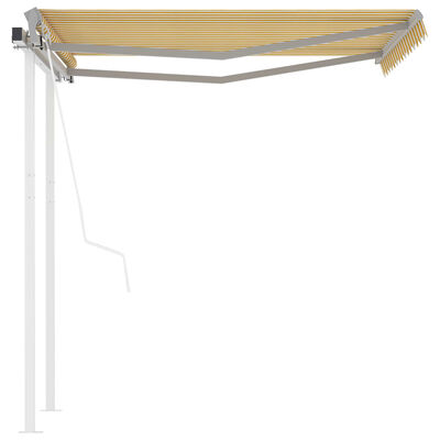 vidaXL Automatic Retractable Awning with Posts 3x2.5 m Yellow&White