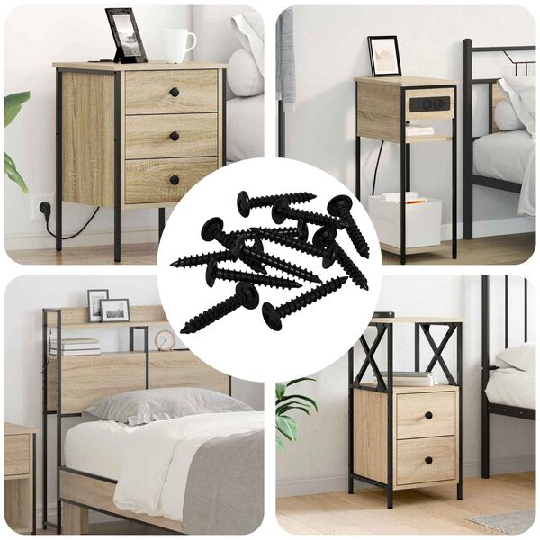 vidaXL Self Tapping Nail 9000 pcs Black Steel