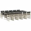 vidaXL 11 Piece Garden Dining Set with Cushions Light Grey Poly Rattan