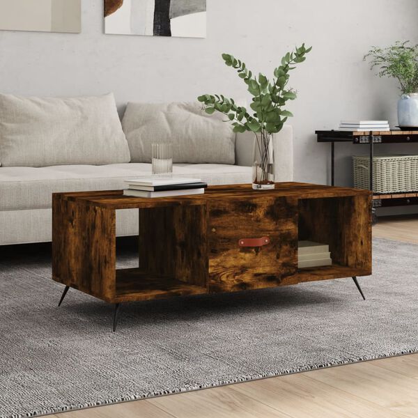 vidaXL Coffee Table Smoked Oak 102x50x40 cm Engineered Wood