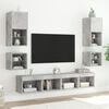 vidaXL 8 Piece TV Wall Units with LED Concrete Grey Engineered Wood